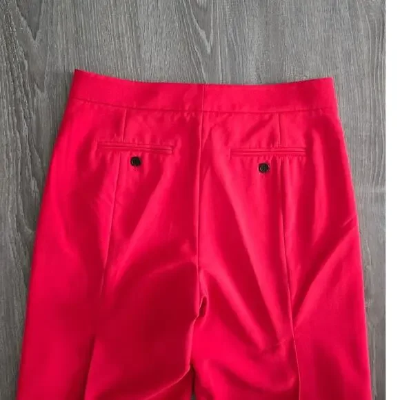 Halston Lipstick Red High Rise Wide Leg Pleated Pants Size 8 - Picture 5 of 7